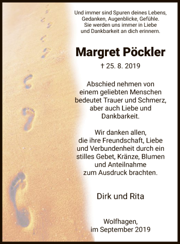 Traueranzeige von Margret Pöckler von HNA