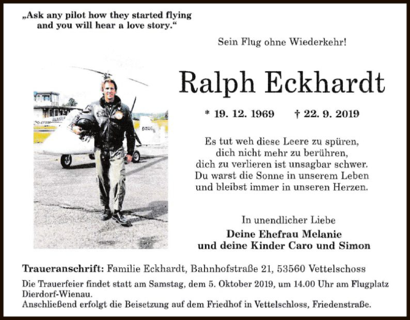  Traueranzeige für Ralph Eckhardt vom 28.09.2019 aus HNA
