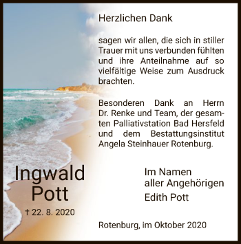 Traueranzeige von Ingwald Pott von HNA