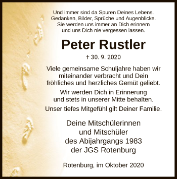 Traueranzeige von Peter Rustler von HNA