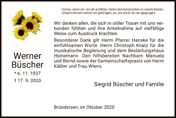 Traueranzeige von Werner Büscher von HNA