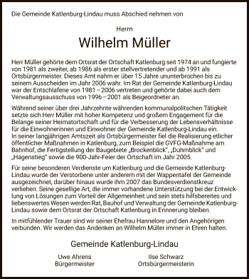 Traueranzeige von Wilhelm Müller von HNA