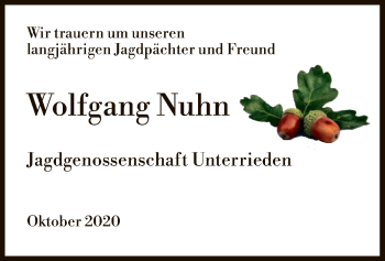 Traueranzeige von Wolfgang Nuhn von HNA