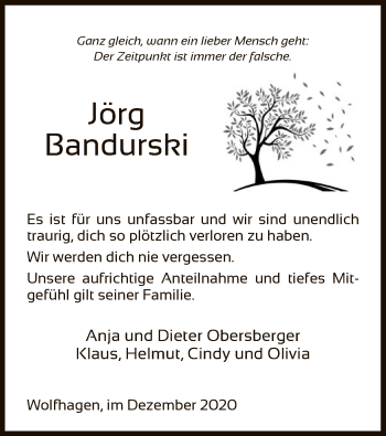 Traueranzeige von Jörg Bandurski von HNA