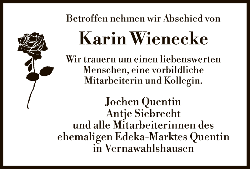  Traueranzeige für Karin Wienecke vom 19.02.2020 aus HNA