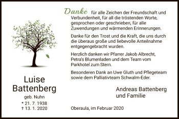 Traueranzeige von Luise Battenberg von HNA