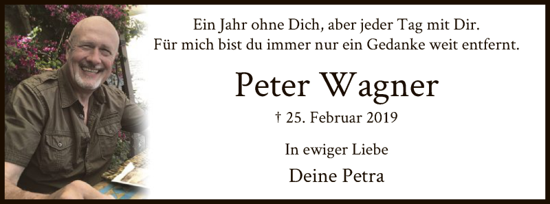  Traueranzeige für Peter Wagner vom 25.02.2020 aus HNA