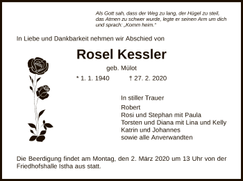 Traueranzeige von Rosel Kessler von HNA