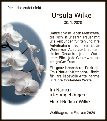 Traueranzeige von Ursula Wilke von HNA