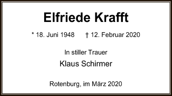 Traueranzeige von Elfriede Krafft von HNA