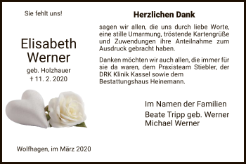 Traueranzeige von Elisabeth Werner von HNA