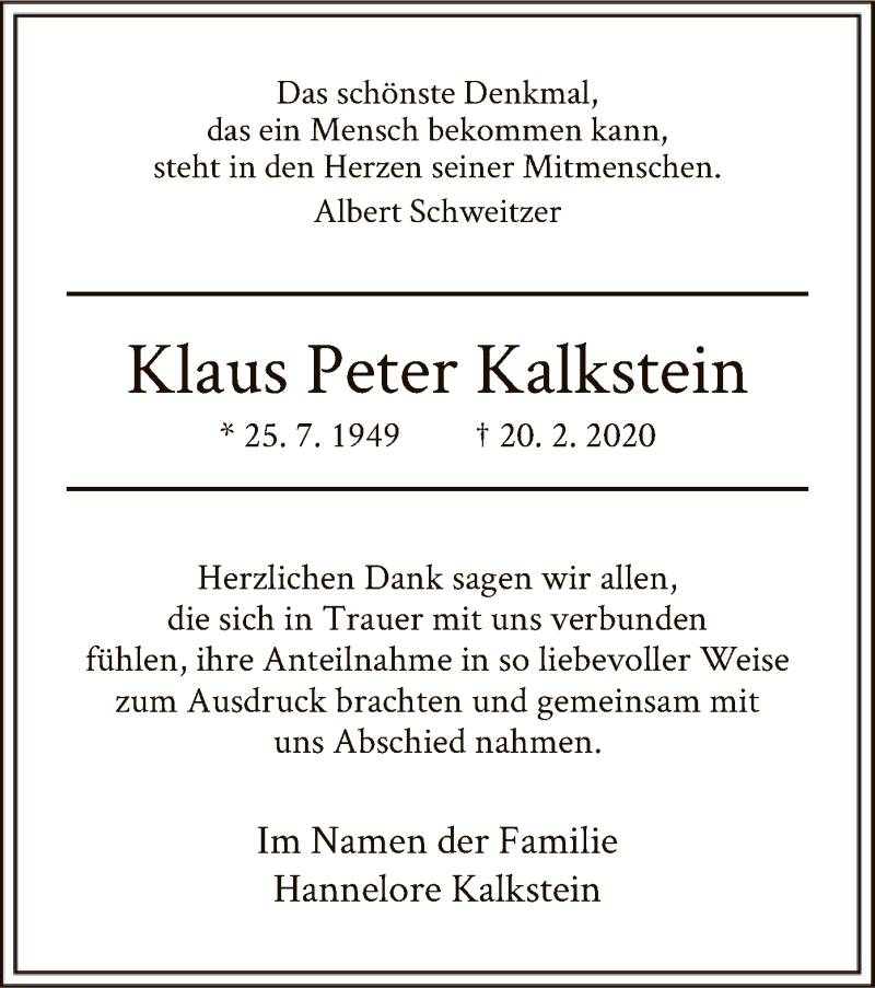 Traueranzeigen Von Klaus Peter | Trauer.HNA.de