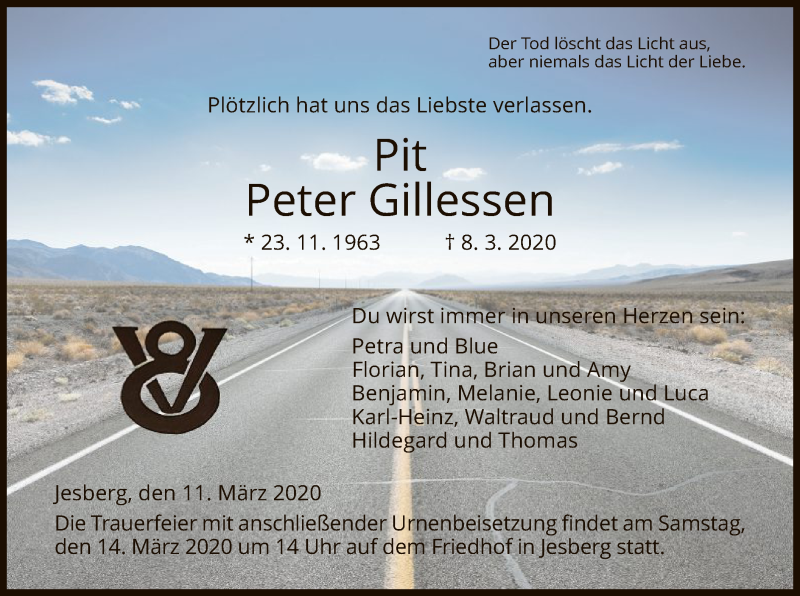  Traueranzeige für Peter Gillessen vom 11.03.2020 aus HNA