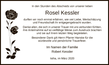 Traueranzeige von Rosel Kessler von HNA