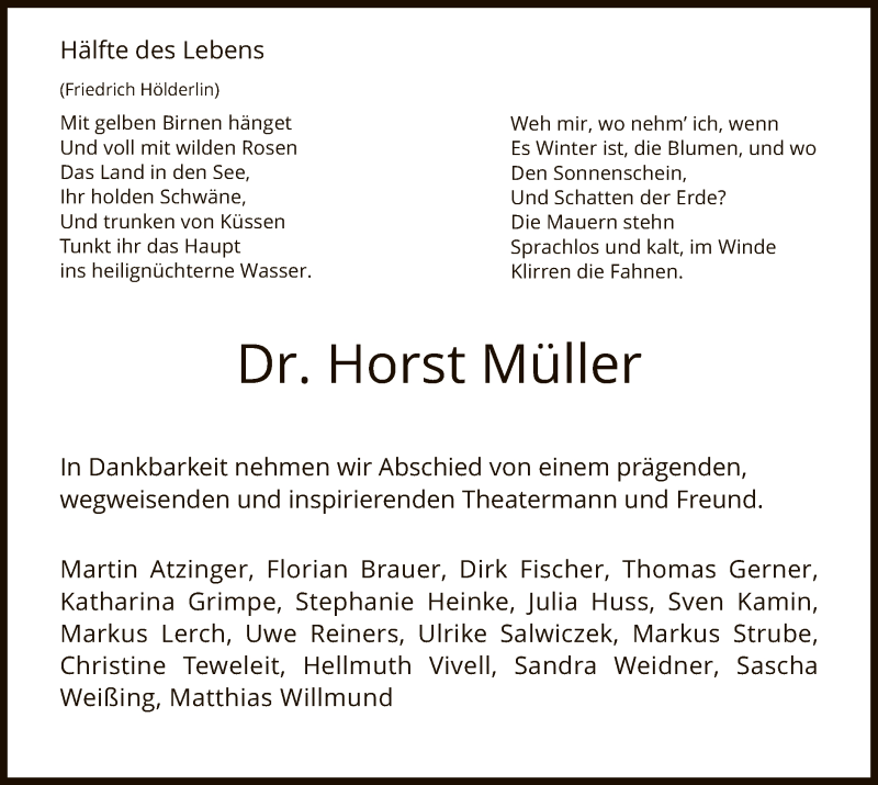  Traueranzeige für Horst Müller vom 18.04.2020 aus HNA