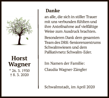 Traueranzeige von Horst Wagner von HNA