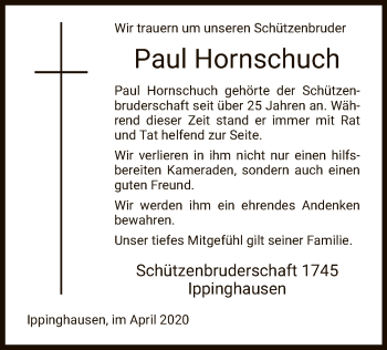 Traueranzeige von Paul Hornschuch von HNA
