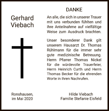 Traueranzeige von Gerhard Viebach von HNA