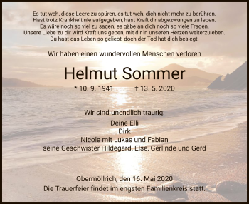 Traueranzeige von Helmut Sommer von HNA