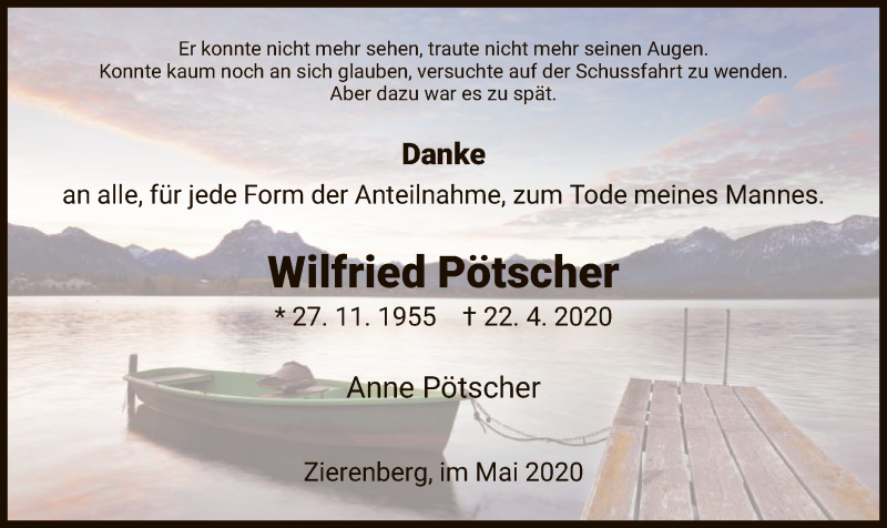  Traueranzeige für Wilfried Pötscher vom 23.05.2020 aus HNA