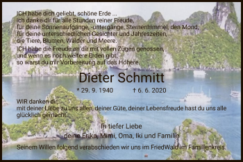 Traueranzeige von Dieter Schmitt von HNA