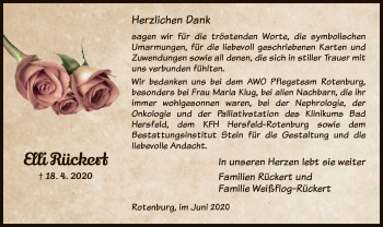 Traueranzeige von Elli Rückert von HNA