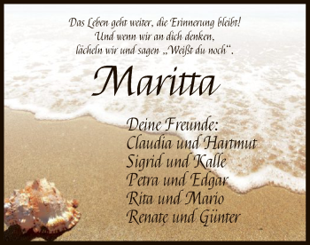 Traueranzeige von Maritta  von HNA