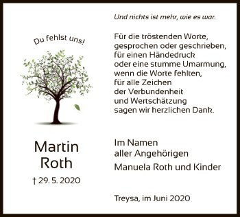 Traueranzeige von Martin Roth von HNA