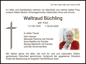 Traueranzeige von Waltraud Büchling von HNA