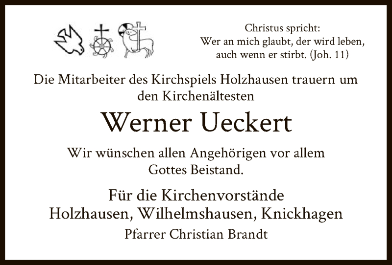  Traueranzeige für Werner Ueckert vom 04.06.2020 aus HNA