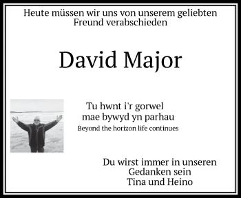 Traueranzeige von David Major von HNA