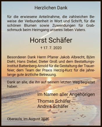 Traueranzeige von Horst Schäfer von HNA