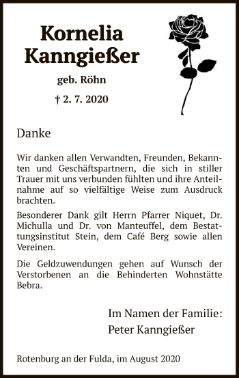 Traueranzeige von Kornelia Kanngießer von HNA
