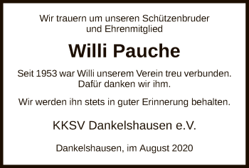 Traueranzeige von Willi Pauche von HNA