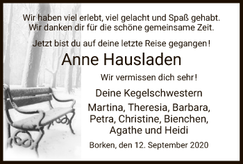 Traueranzeige von Anne Hausladen von HNA