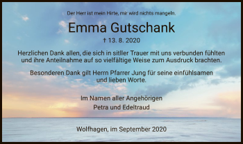 Traueranzeige von Emma Gutschank von HNA