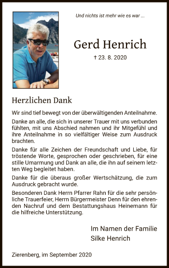 Traueranzeige von Gerd Henrich von HNA