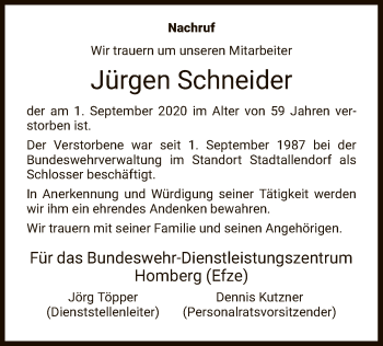 Traueranzeige von Jürgen Schneider von HNA