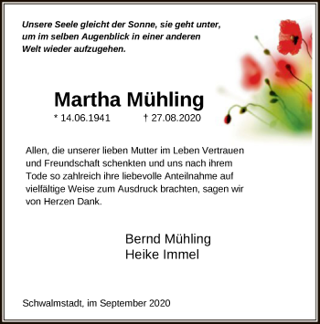 Traueranzeige von Martha Mühling von HNA