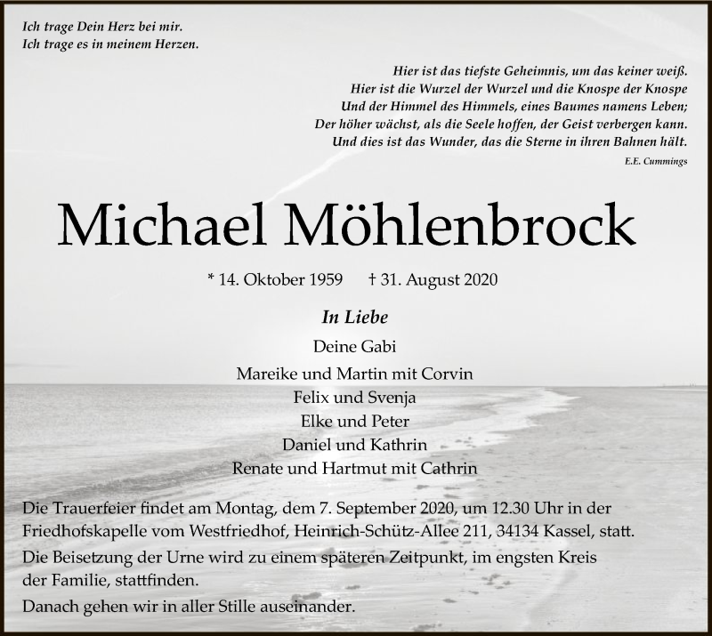  Traueranzeige für Michael Möhlenbrock vom 05.09.2020 aus HNA