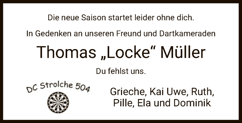  Traueranzeige für Thomas Müller vom 12.09.2020 aus HNA