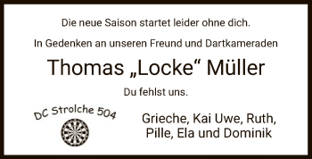 Traueranzeige von Thomas Müller von HNA