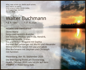 Traueranzeige von Walter Buchmann von HNA