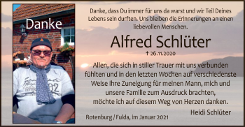 Traueranzeige von Alfred Schlüter von HNA