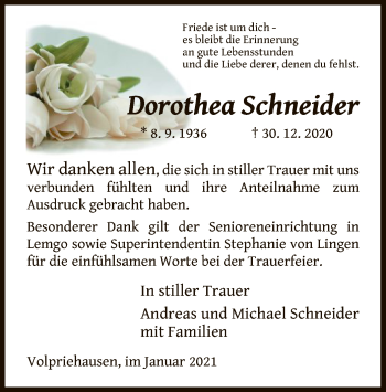 Traueranzeige von Dorothea Schneider von HNA