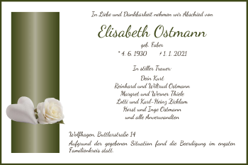 Traueranzeige von Elisabeth Ostmann von HNA
