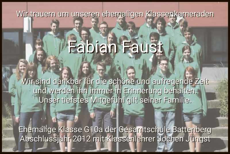  Traueranzeige für Fabian Tobias Faust vom 23.01.2021 aus HNA