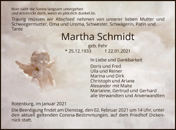 Traueranzeige von Martha Schmidt von HNA