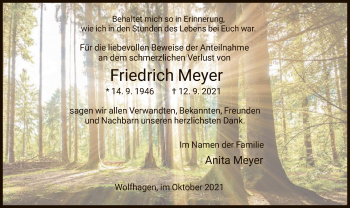Traueranzeige von Friedrich Meyer von HNA