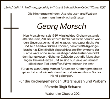 Traueranzeige von Georg Morsch von HNA